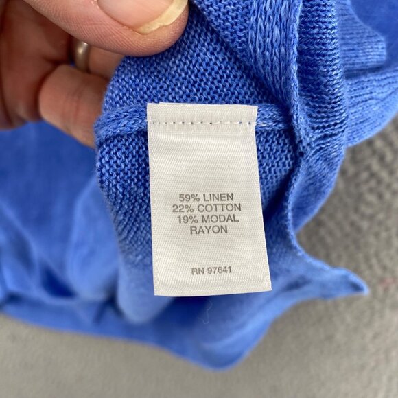 J Jill Sweater Womens Extra Small Blue Linen Blend 1/2 Sleeve Cardigan Button Up - Picture 6 of 10